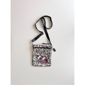 COACH White Black Floral Graffiti Nylon Leather Trim Crossbody Purse